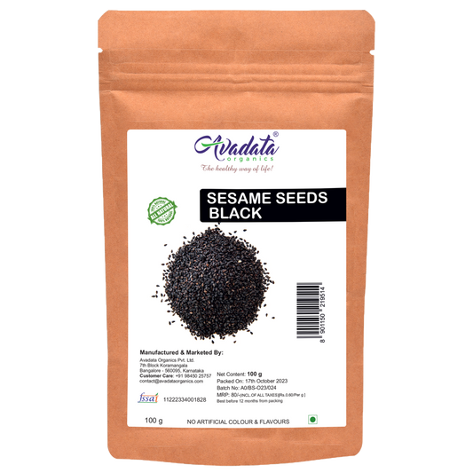 Avadata Organics Black Sesame Seeds – Rich, nutty, and perfect for cooking, baking, and superfood nutrition.