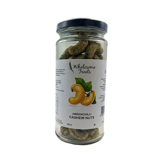 Green Chilli Flavoured Cashew Nuts by Avadata Organics – Bold, spicy, and perfect for healthy snacking."