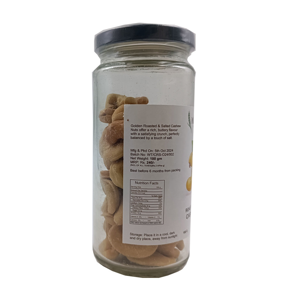 Golden Roasted & Salted Cashew Nuts by Avadata Organics – Buttery, crunchy, and perfect for healthy snacking.