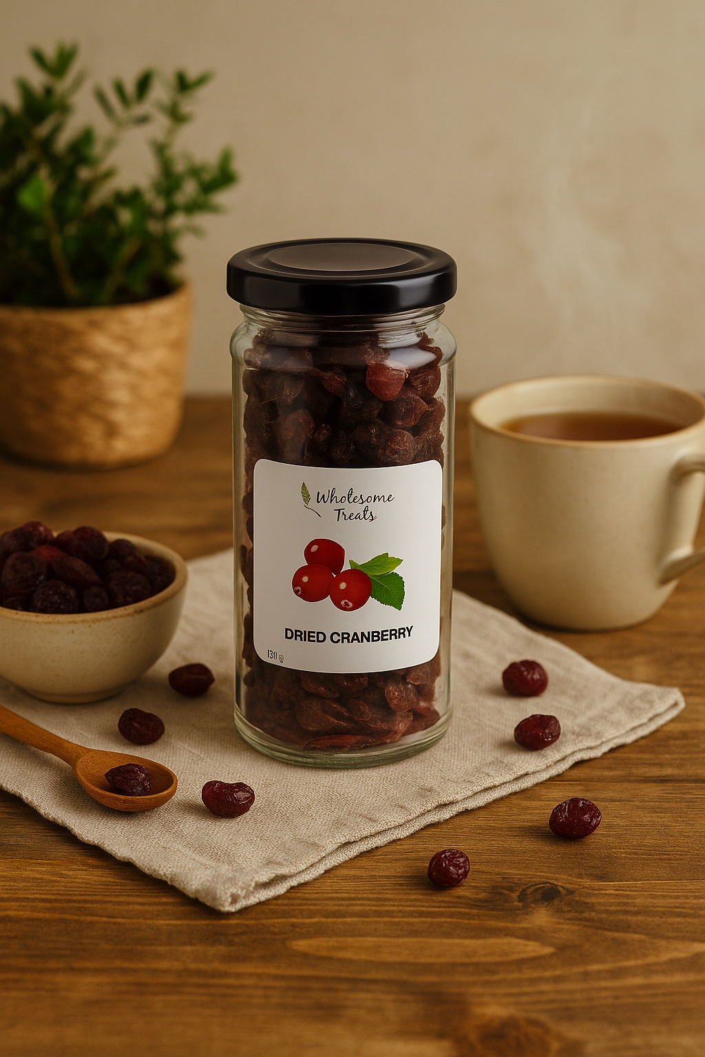 Avadata Organics Dried Cranberry Whole – 150 g, naturally sweet, antioxidant-rich dried fruit for healthy snacking