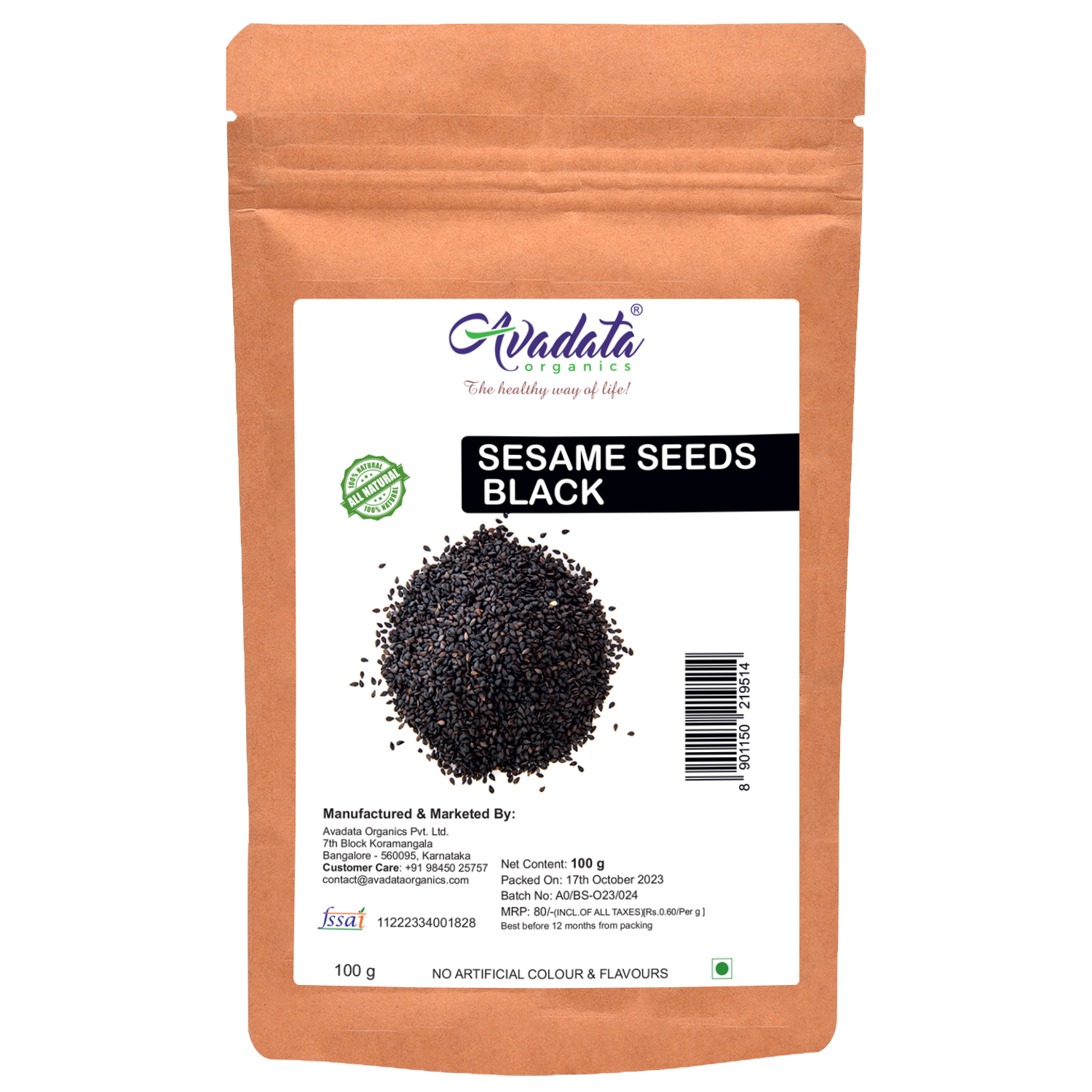 Avadata Organics Black Sesame Seeds – Rich, nutty, and perfect for cooking, baking, and superfood nutrition.