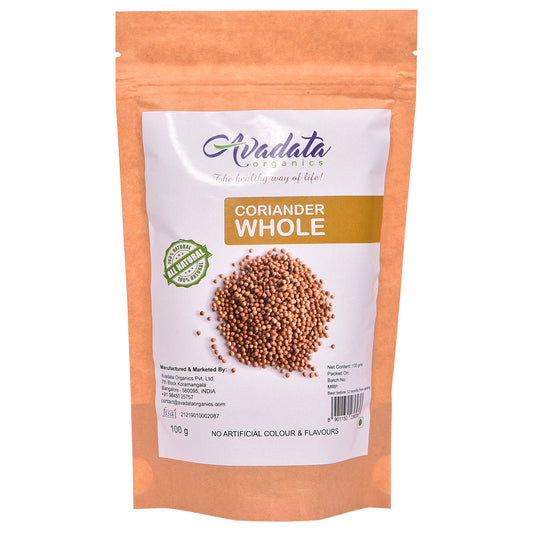 Avadata Organics Whole Coriander – Aromatic, sun-dried, and perfect for Indian cooking, spice blends, and herbal remedies