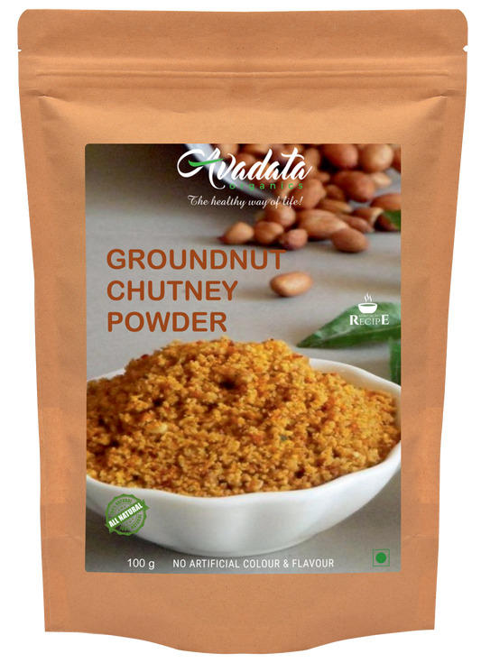 "Avadata Organics Groundnut Chutney Powder – South Indian peanut chutney pudi for idli, dosa, rice & snacks."
