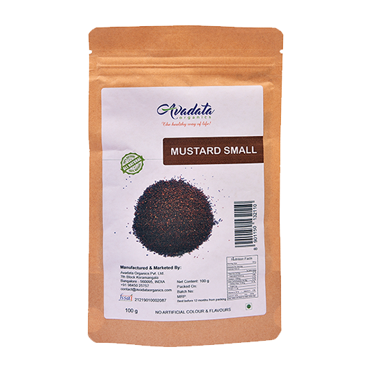 Avadata Organics Whole Mustard Seeds – Premium quality, bold flavor, and perfect for pickles, curries, and home remedies."