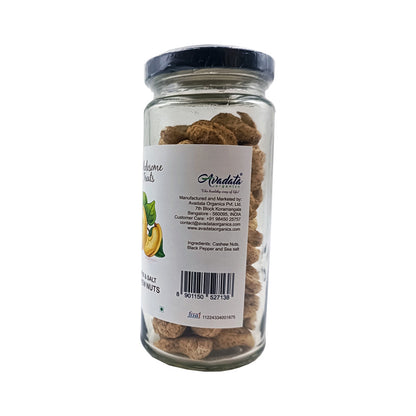 Pepper & Salt Flavoured Cashews by Avadata Organics – Roasted, savory & perfect for healthy snacking.