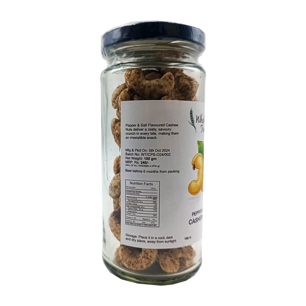 Pepper & Salt Flavoured Cashews by Avadata Organics – Roasted, savory & perfect for healthy snacking.