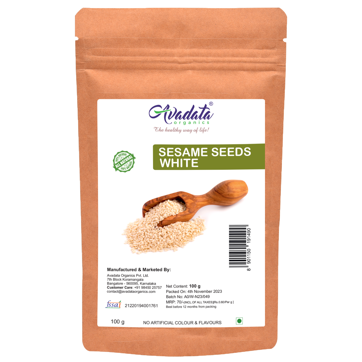 Avadata Organics White Sesame Seeds – Nutty, crunchy, and perfect for cooking, baking, and superfood nutrition.